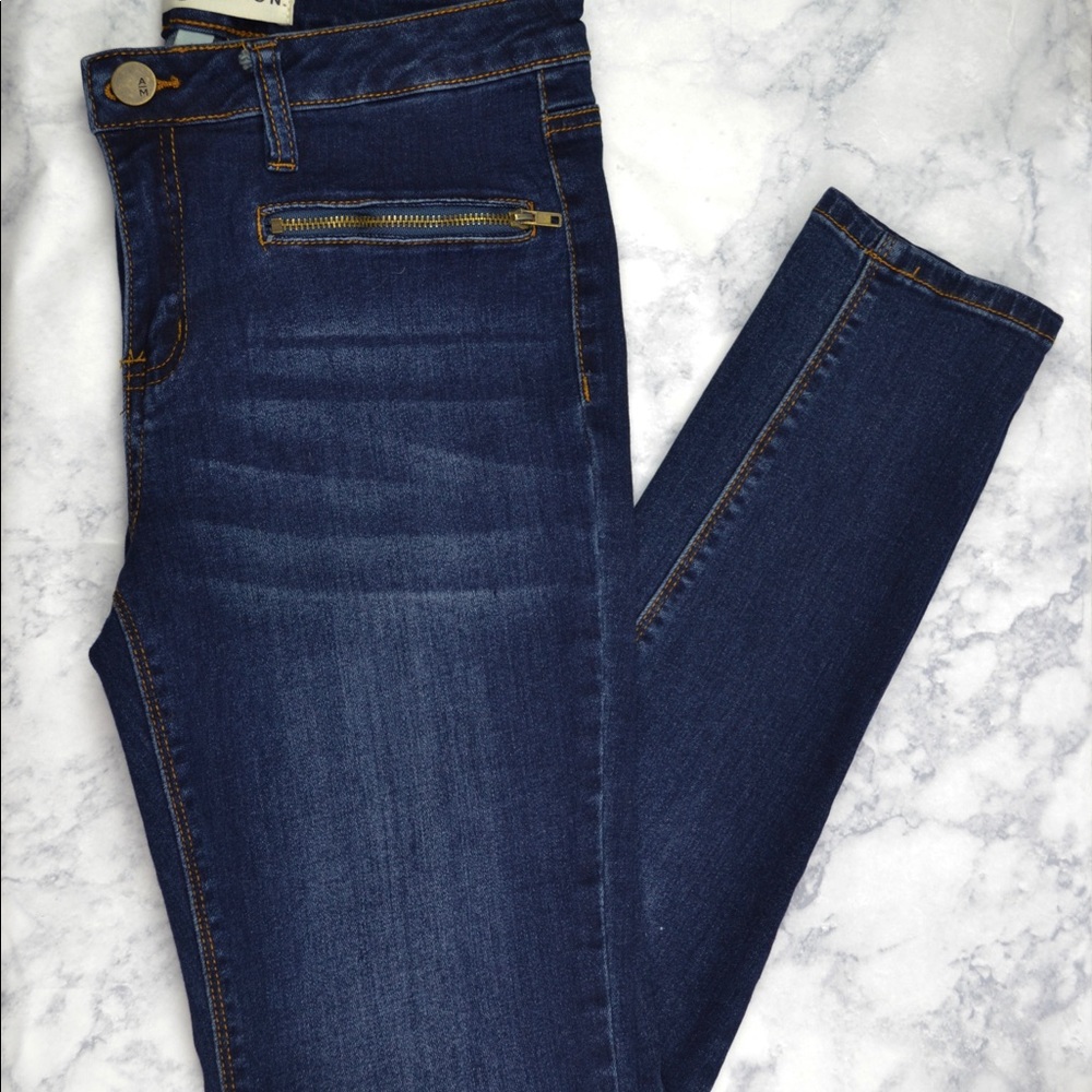 Dark Wash Zipper Skinny Jeans